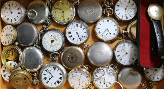 A quantity of assorted pocket watches, movements etc. including silver and gold plated.